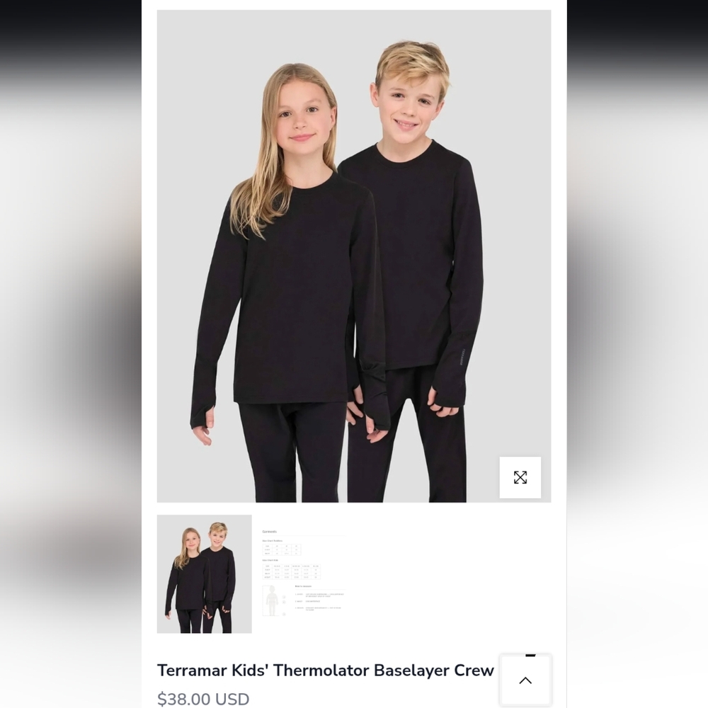 Kids' Black Thermolator Baselayer Crew